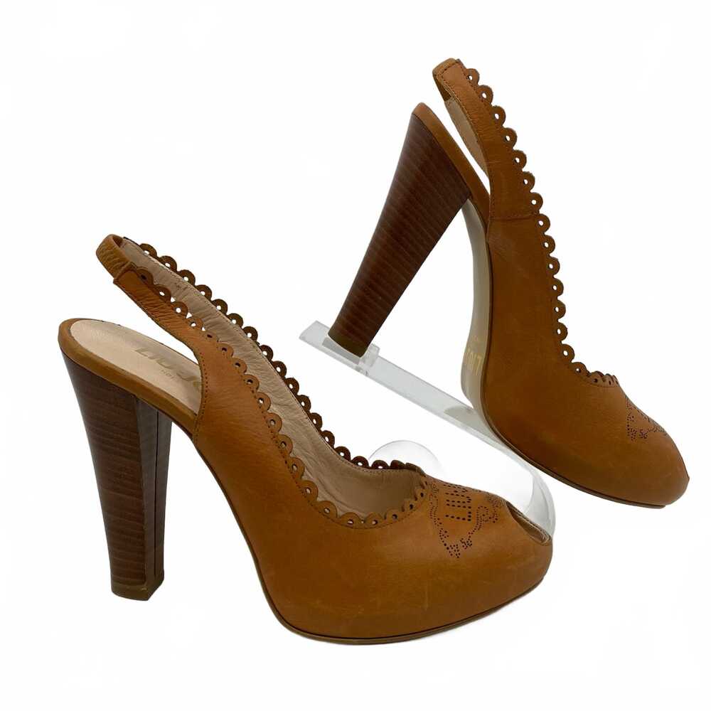 Liu Jo Brown Leather Scalloped Peep Toe Heels | EU 37